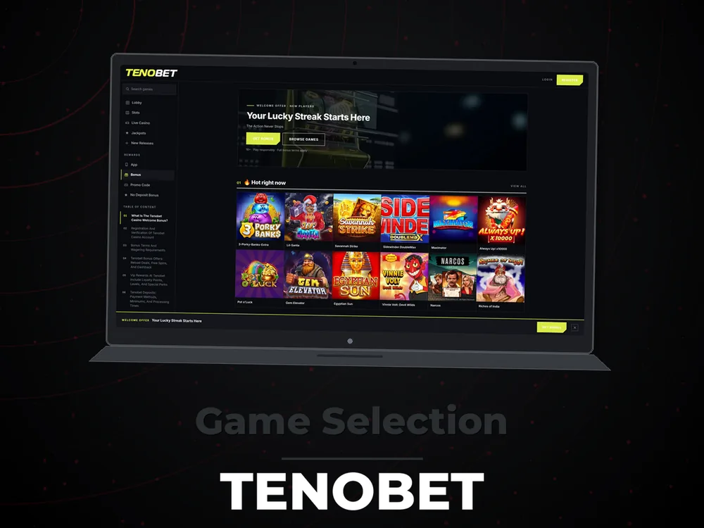 Tenobet - Game Selection